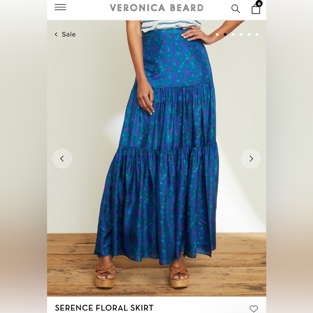 VERONICA BEARD Luxe Silk Serence Floral Skirt Maxi w/high Slit